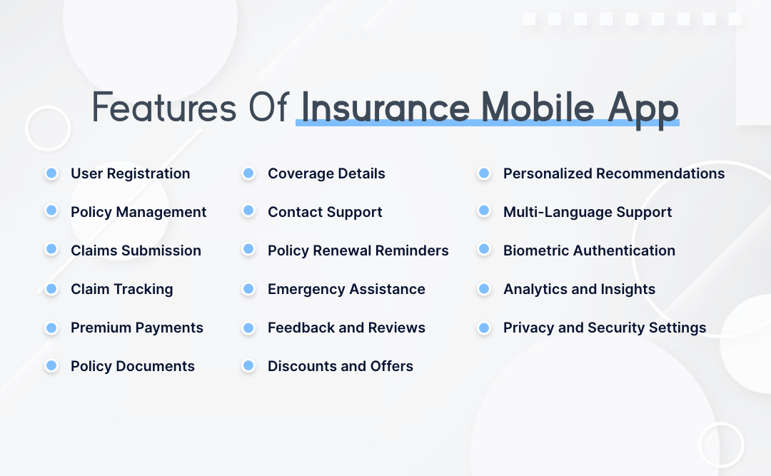 Features of Insurance Mobile App