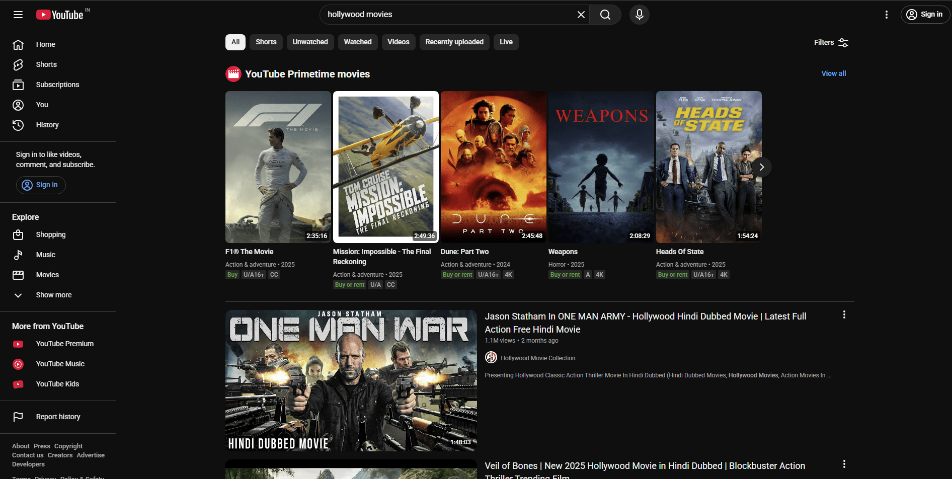 youtube movies